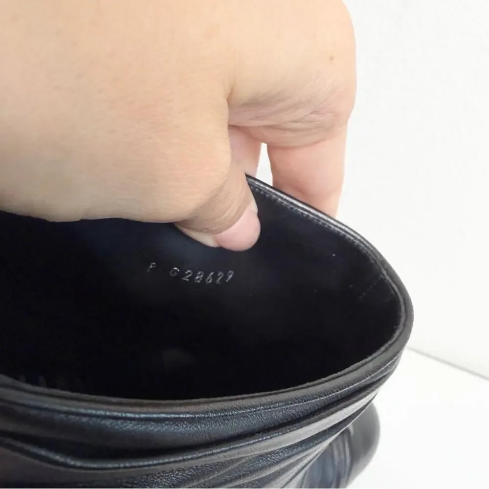CHANEL Black Ankle Booties Cap Toe Size 37.5 Camellia Flower